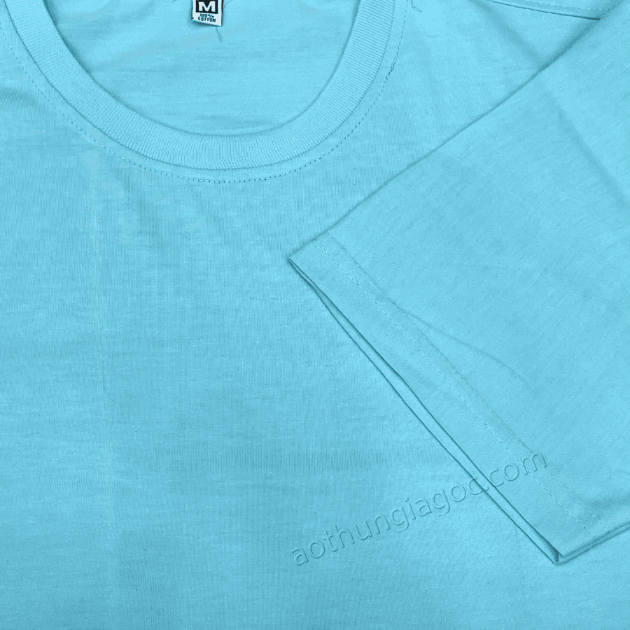 Áo Thun Cotton 2 Chiều 65/35 Màu Xanh Dương Lợt